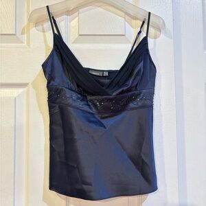 Mexx Navy Satin Camisole with Embellishments